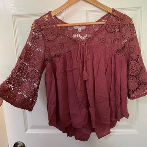 AEO Boho Crochet Lace Blouse, Size Small